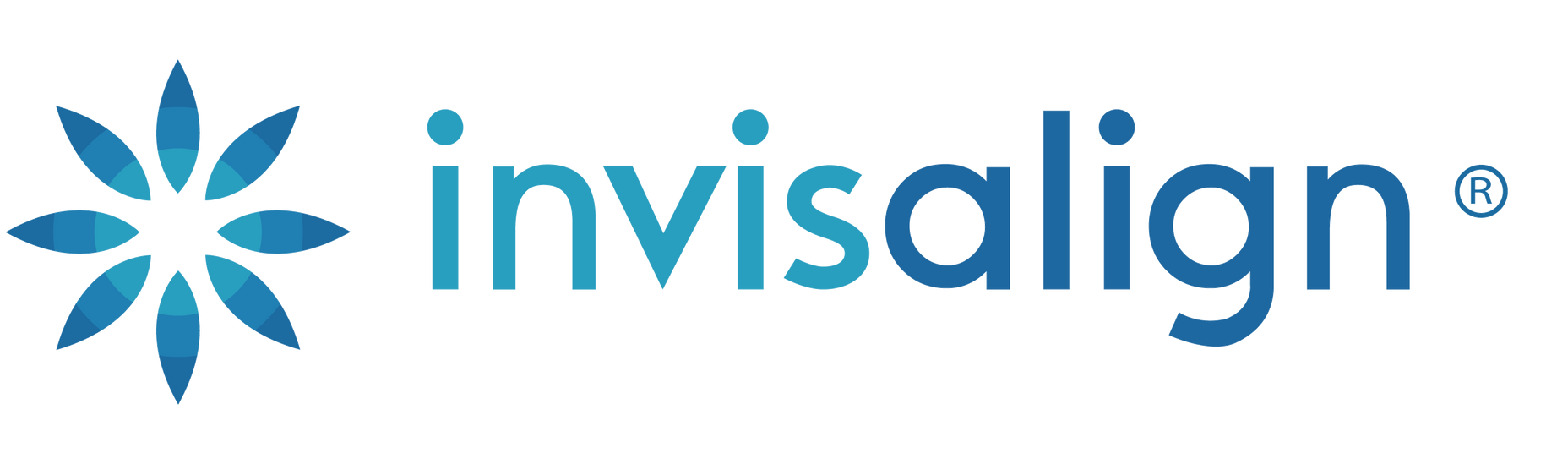 The invisalign logo has a blue flower on it.