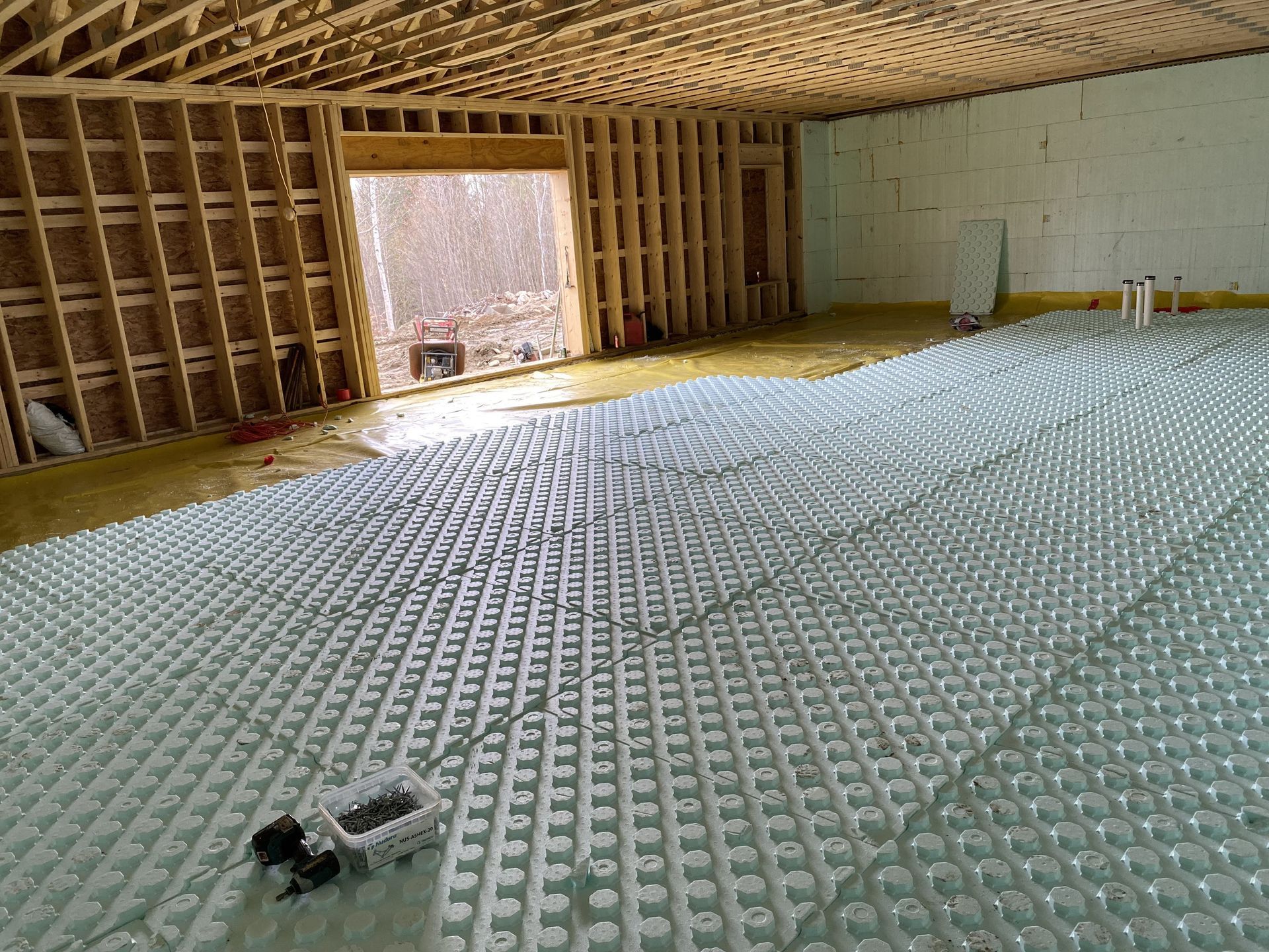 Concrete and foam form radiant floor heat installation in Vermont