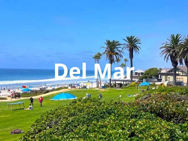 Powerhouse Park at Del Mar beach with a view of the rolling grassy hills.