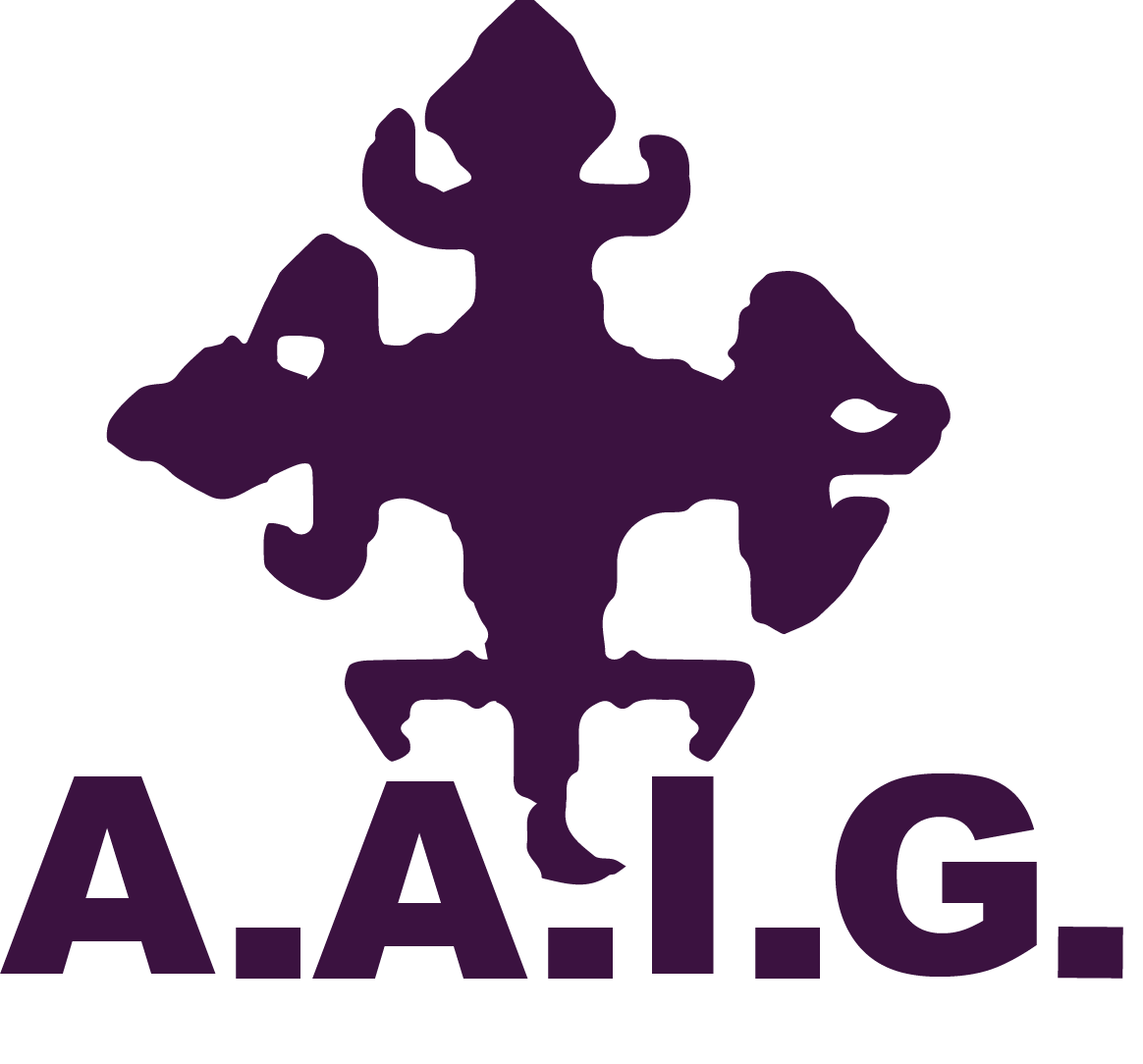The logo for a.a.i.g. has a cross on it