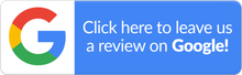 Google logo with button to leave a review on Google, blue background with white text.