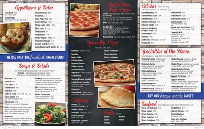 Authentic pizza menu Harriman NY Marina Restaurant Pizza