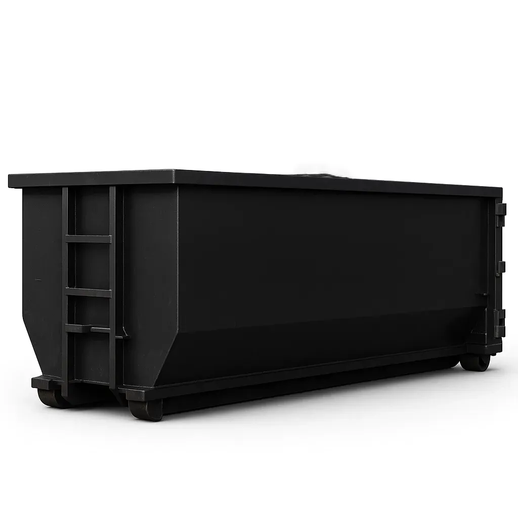 A dumpster with a phone number on it