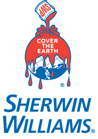 A logo for sherwin williams that says cover the earth