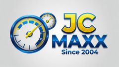 JC Maxx logo with blue and yellow clock icon and text &ldquo;JC MAXX Since 2004&rdquo;