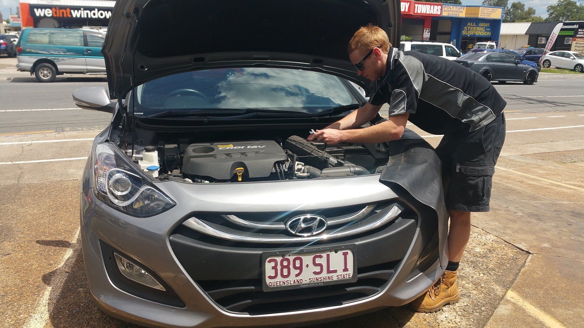 Under-bonnet battery fitment at Camping and the Battery Place Ballina