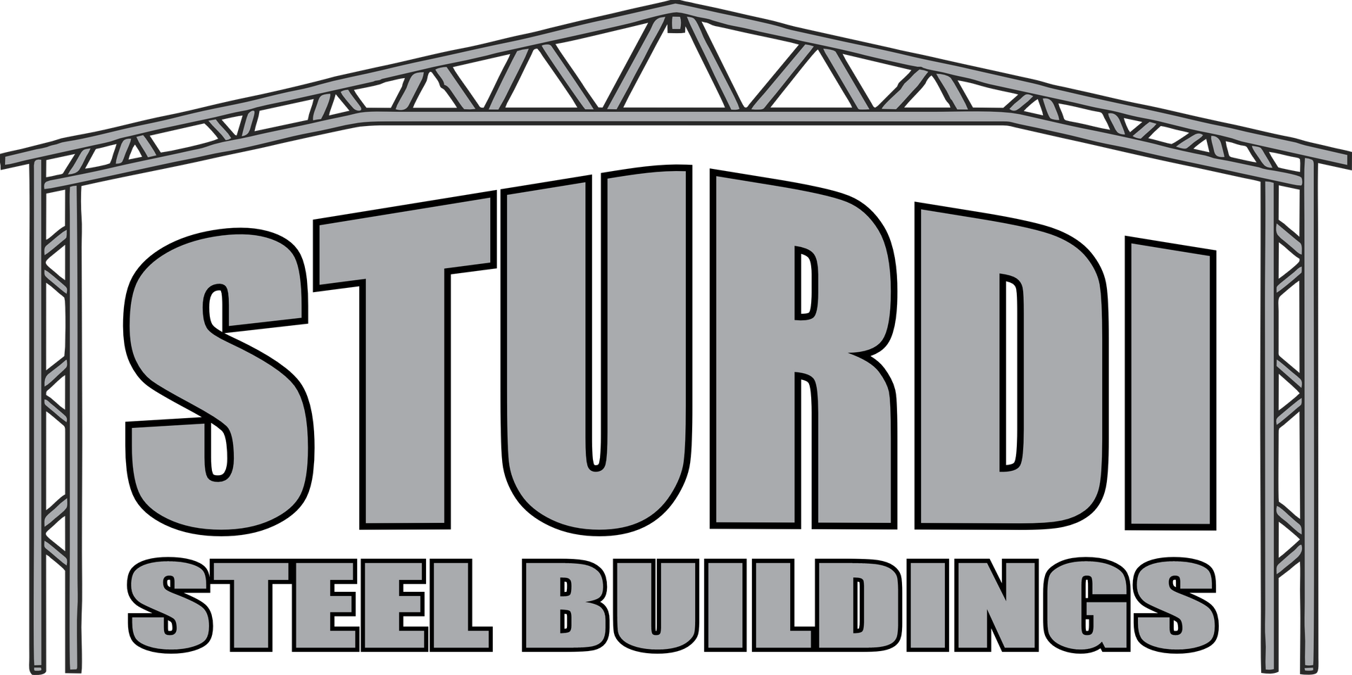 A black and white logo for sturdi steel buildings