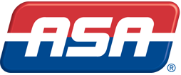Logo for ASA, Automotive Service Association, red over blue background with white letters.