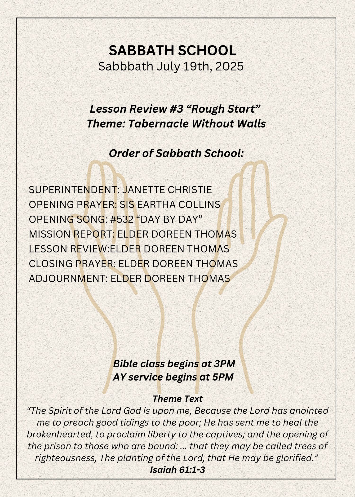 Church Bulletin Page 1