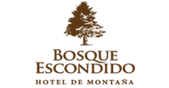 The logo for bosque escondido hotel de montana has a tree on it.