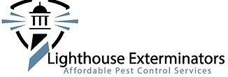 Logo for Lighthouse Exterminators: a lighthouse graphic with company name and tagline, "Affordable Pest Control Services".