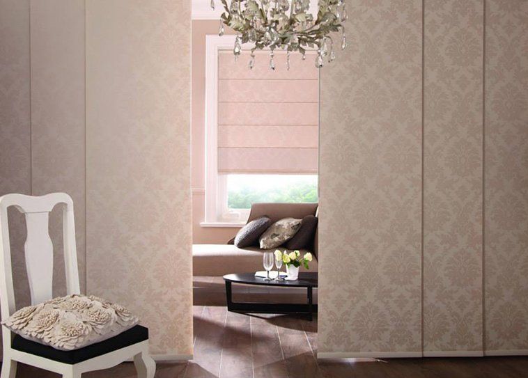 chandelier with curtain beside