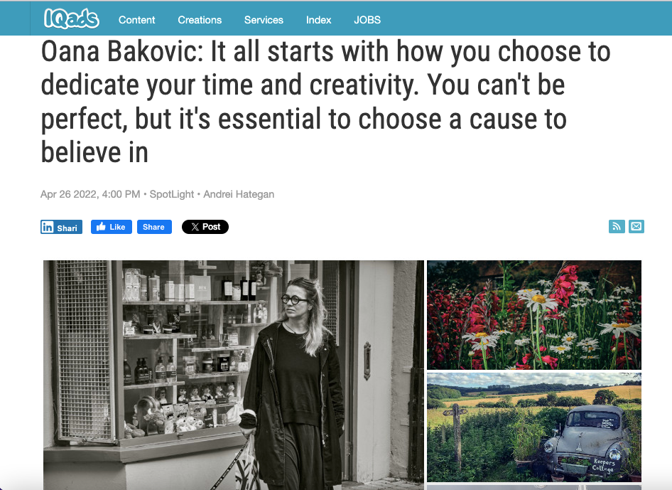 Oana Baković, Spotlight @IQads, April 2022.