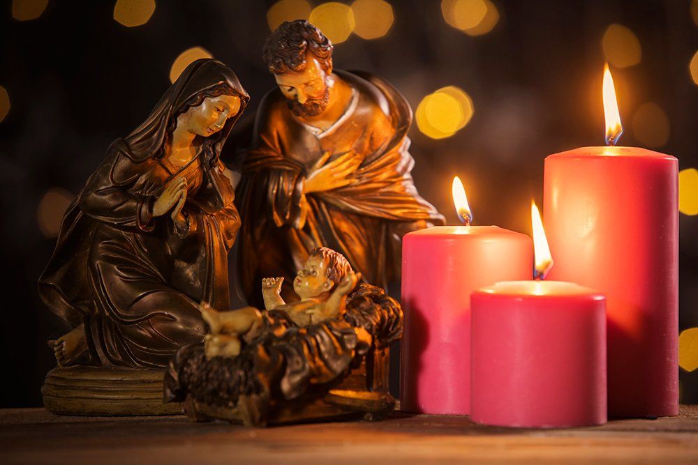 Nativity Scene with Burning Candles — Saint John, IN — Boric Religious Gift