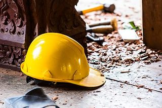 Construction Accident — Construction Helmet on Floor in Mineola, NY