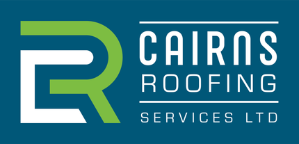 A logo for cairns roofing services ltd on a blue background.