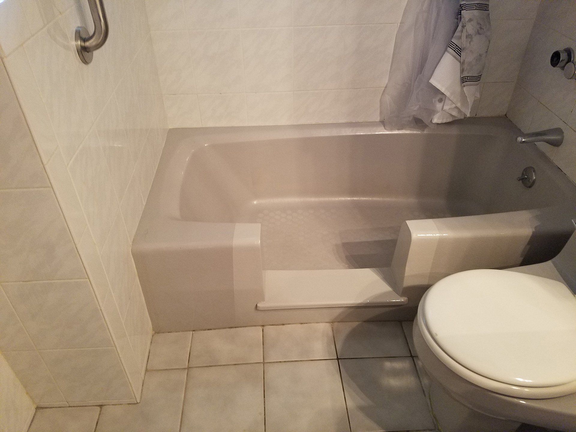 dusky color bath tube with a cut after