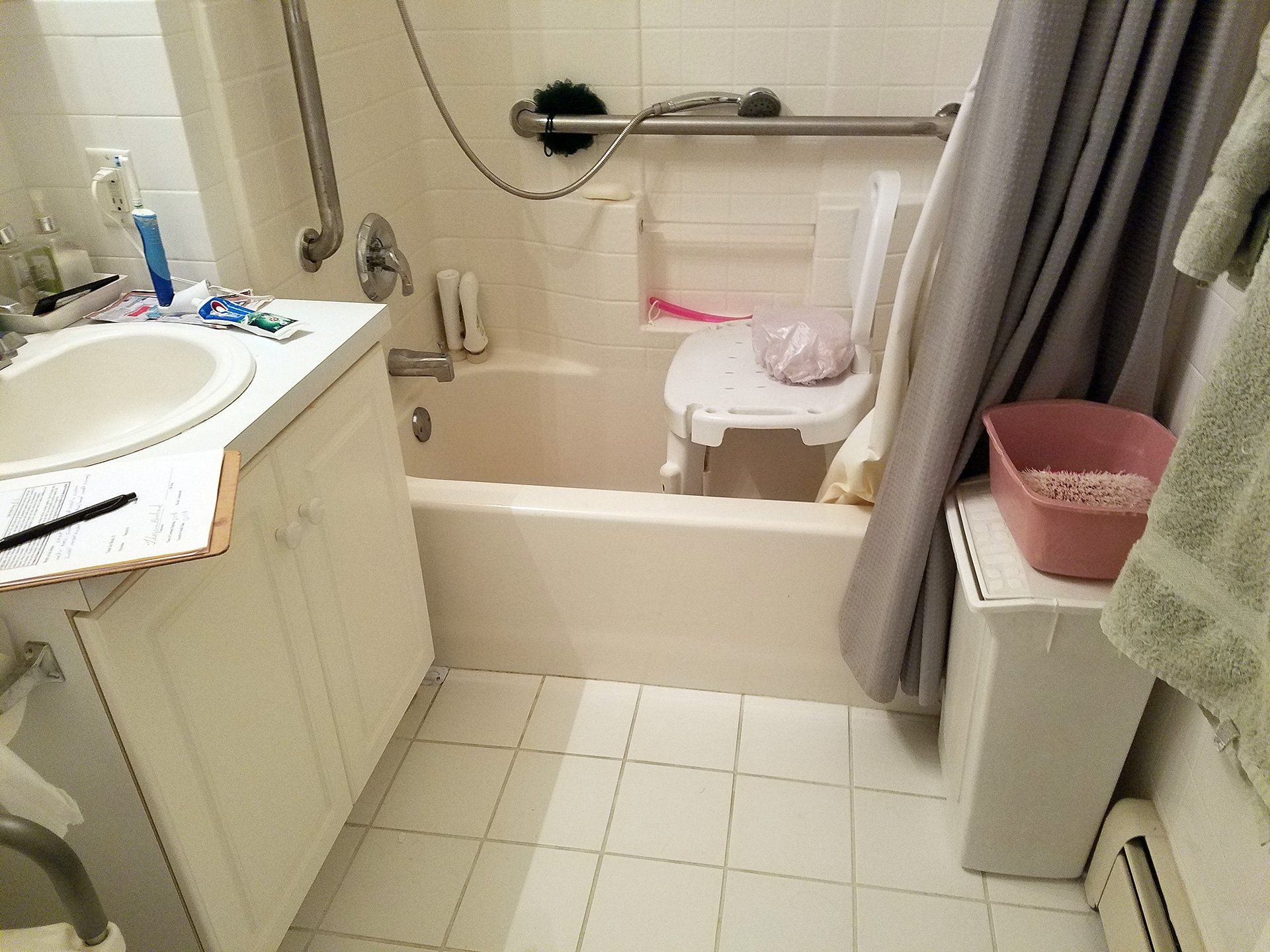 chair in the bath tub