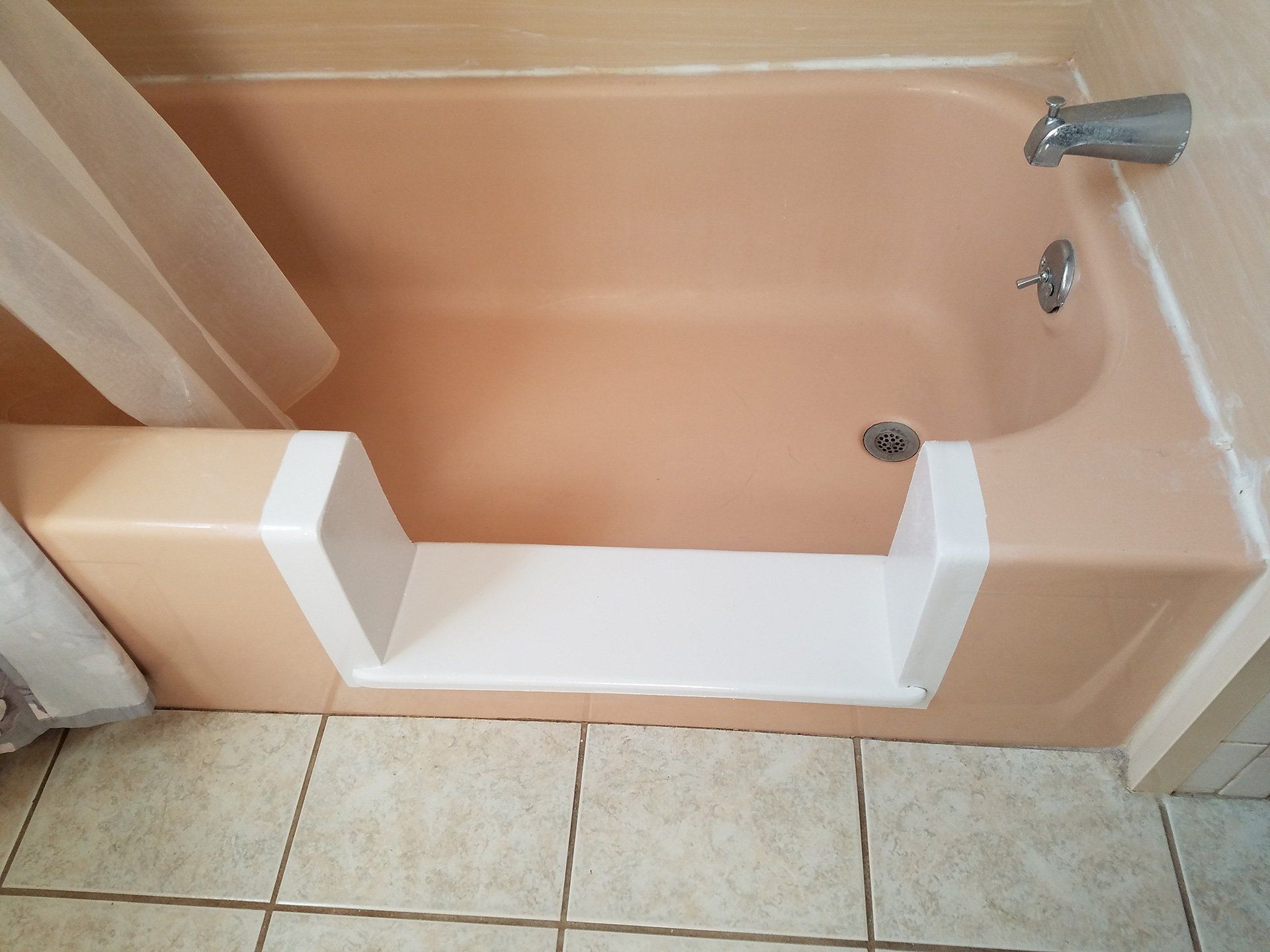 cut bath tub peach color