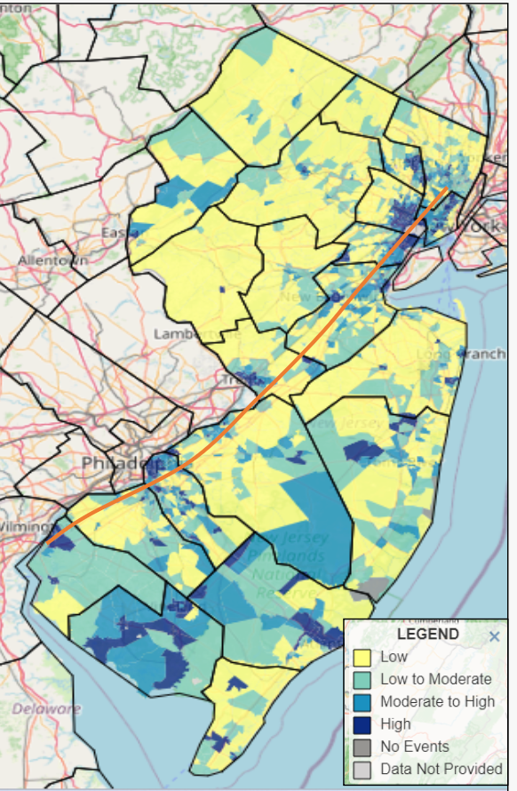 Air quality along the New Jersey Turnpike is especially bad.