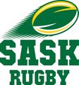 Saskatchewan Rugby logo: green and yellow rugby ball with green text