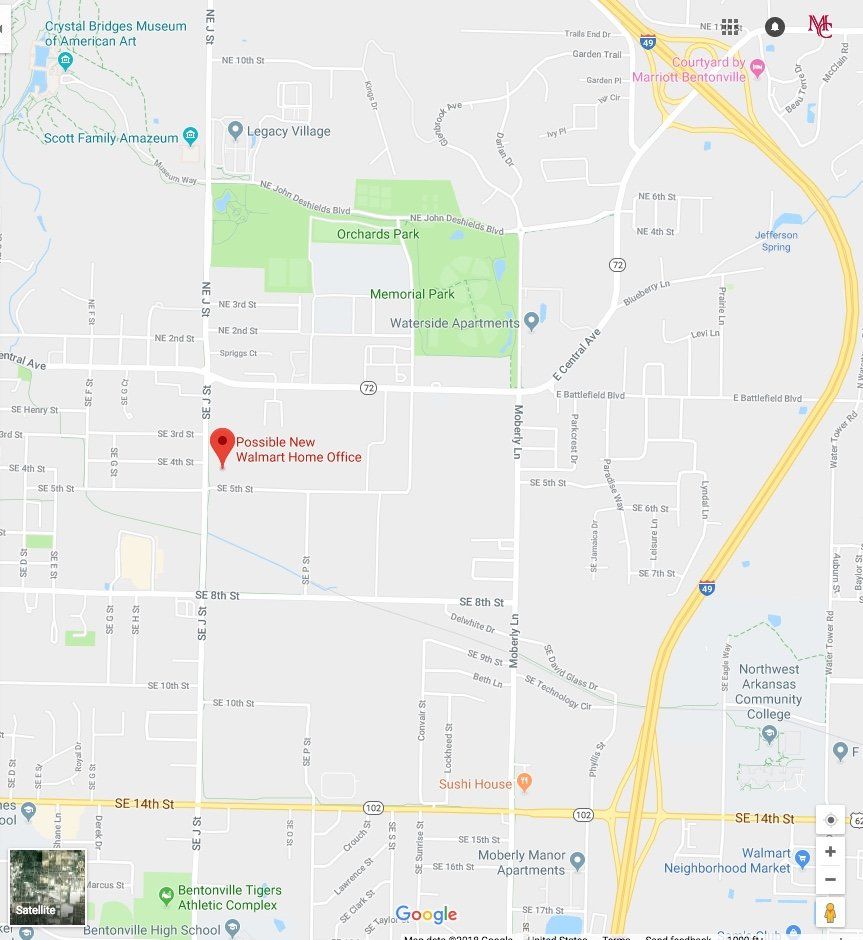 Map Walmart New Home Office Campus Location, Bentonville, AR