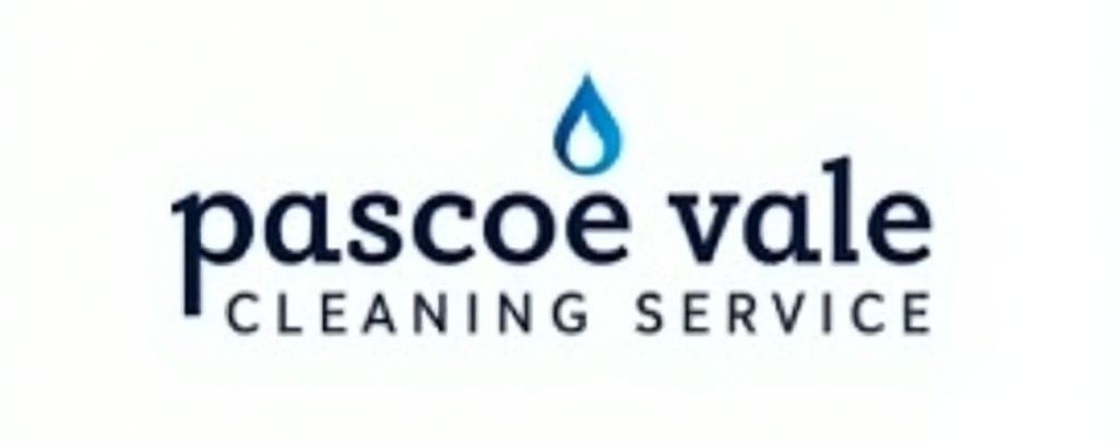 Pascoe Vale Cleaning Service Logo. Blue and pink rounded swirl with a mop and the words Pascoe Vale Cleaning Service.