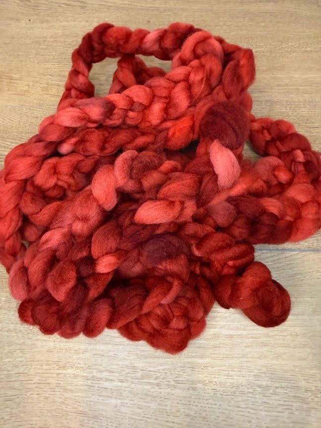 Merino-Rambouillet Top in Shades of Red 4 oz