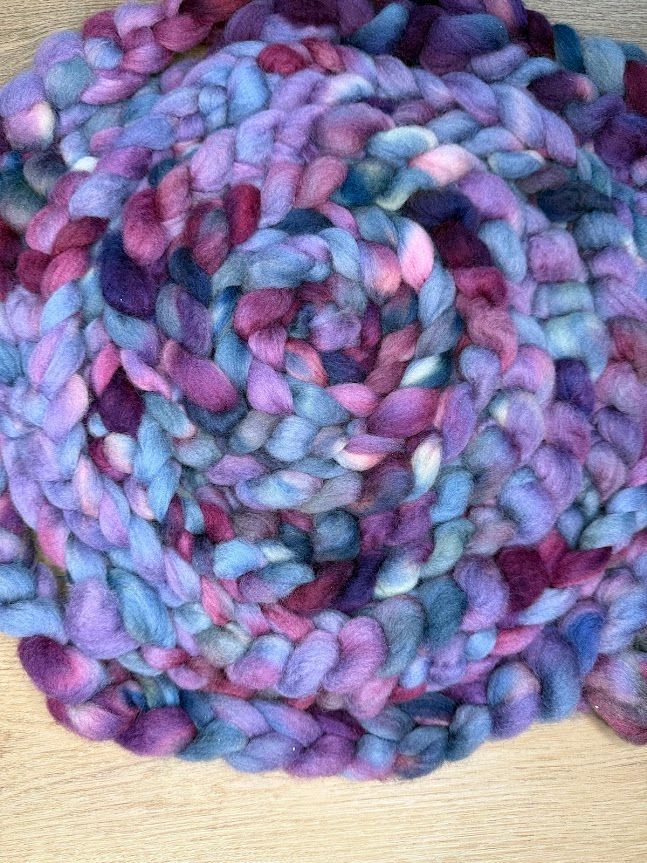 Merino-Rambouillet Top in Shades of Blue & Purple 4 oz