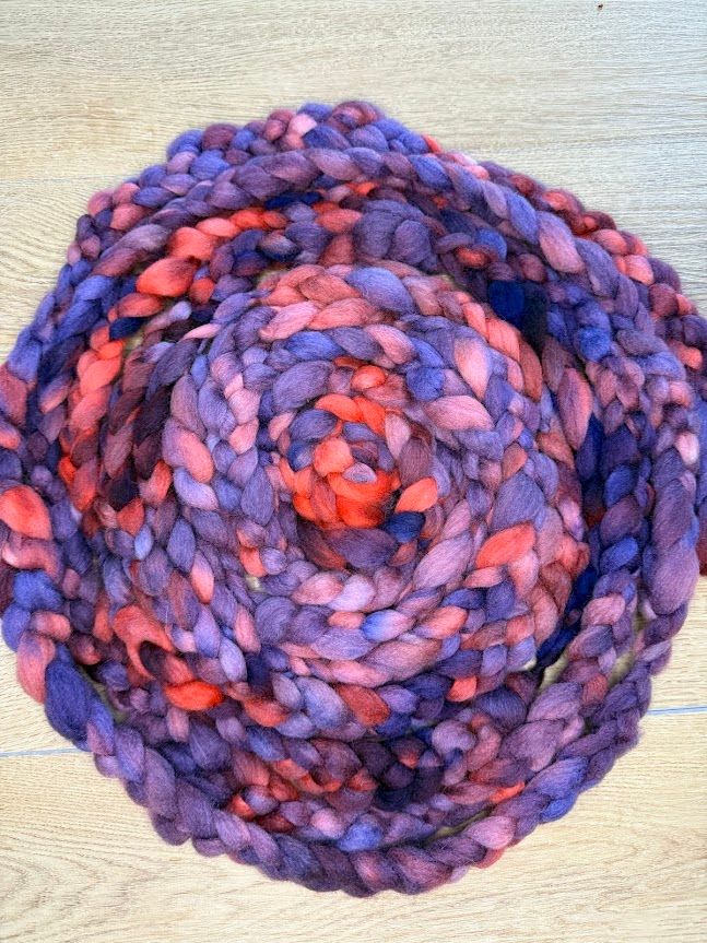 Merino-Rambouillet Top in Shades of Purple & Pink 4 oz