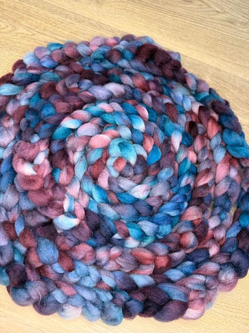 Merino-Rambouillet Top in Shades of Blue and Purple 4 oz