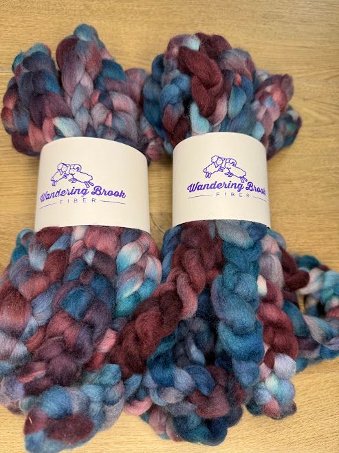 Merino-Rambouillet Top in Shades of Blue and Purple 4 oz