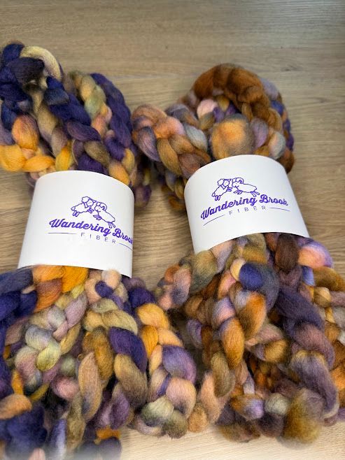 Merino-Rambouillet Top in Shades of Brown and Purple 4 oz