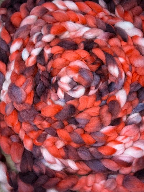 Merino-Rambouillet Top in Pinks, Reds, Purple and White 4 oz