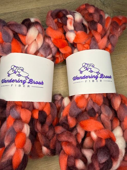 Merino-Rambouillet Top in Pinks, Reds, Purple and White 4 oz