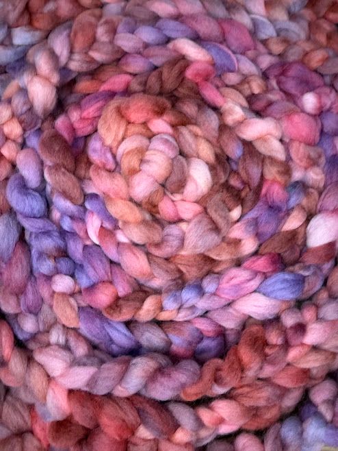 Merino-Rambouillet Top in Shades of Pink and Purple 4 oz
