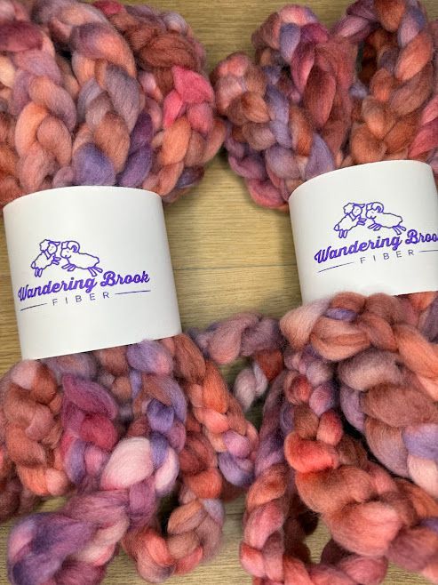 Merino-Rambouillet Top in Shades of Pink and Purple 4 oz