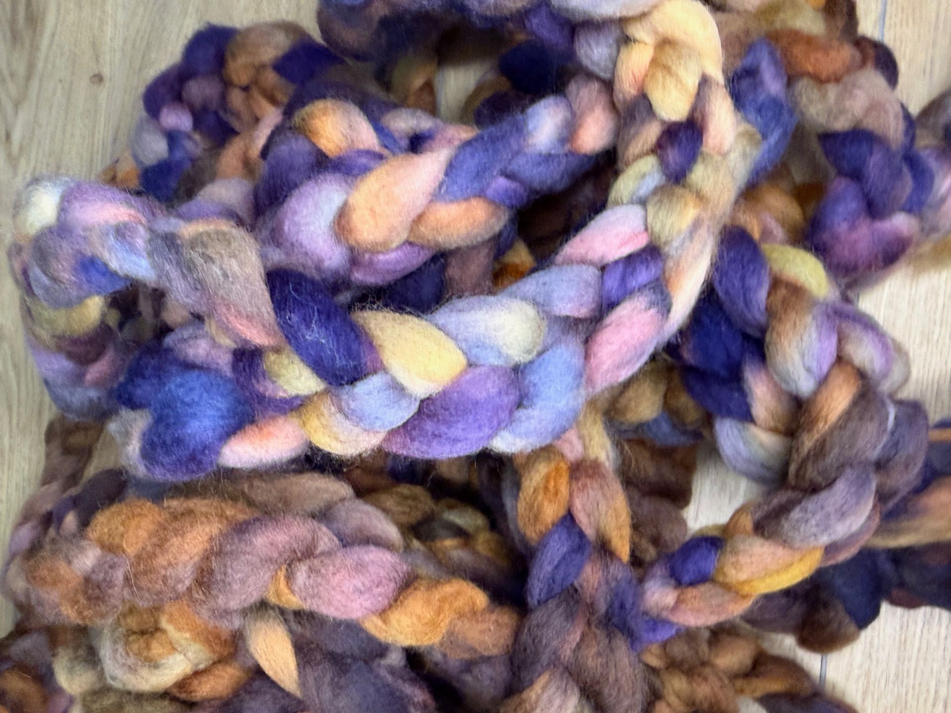 Merino-Rambouillet Top in Shades of Brown and Purple 4 oz