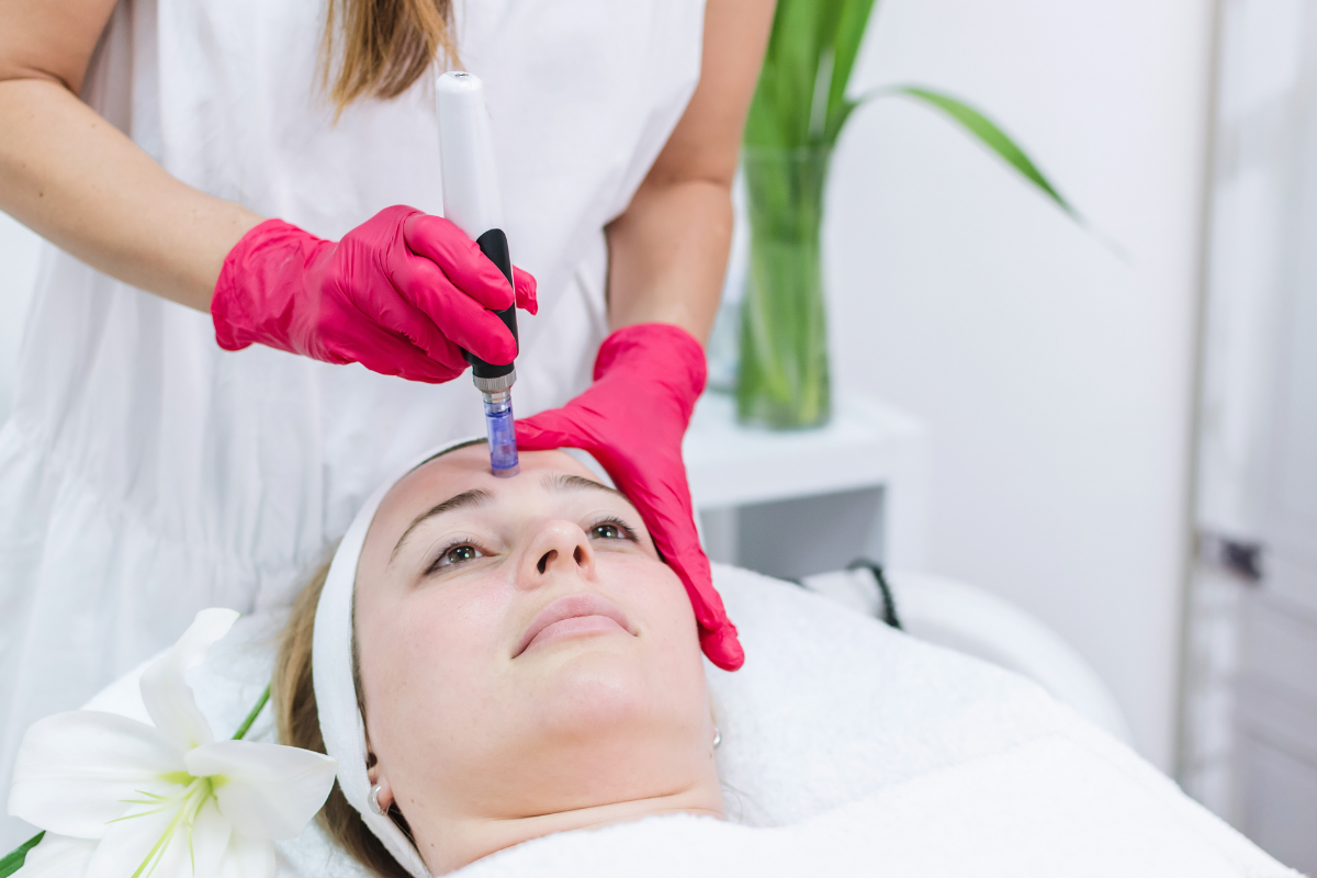 Woman receives med spa procedure