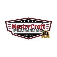 MasterCraft Plumbing Pro Services logo in NEGA. MasterCraft in red and plumbing in gray. 10 years of plumbing in Jefferson GA