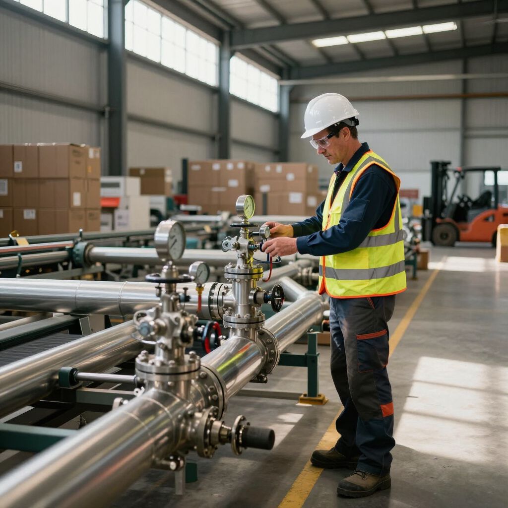 MasterCraft Plumbing property management services. Technician in safety gear working on commercial property plumbing system