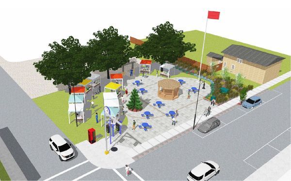 Aerial rendering showing layout of Clifford Rotary Celebration Square