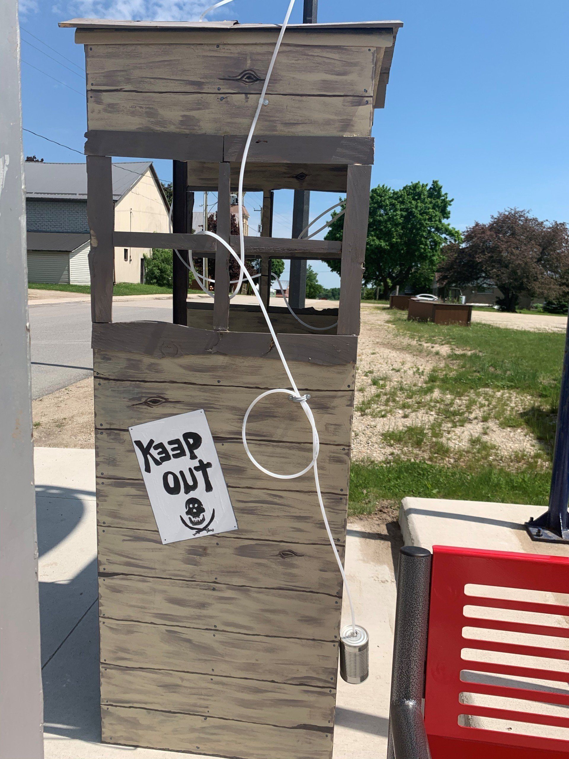 This booth was made for talking” mural – interactive art installation - wooden booth side profile