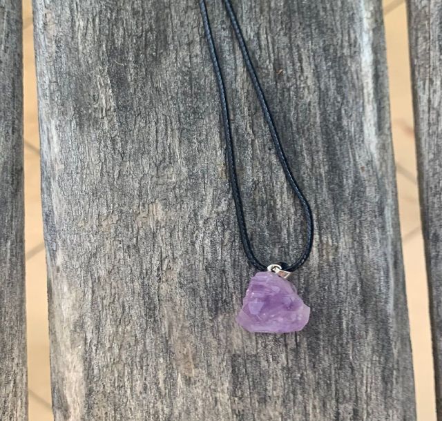 Crystal Pendant Amethyst Necklace Black Cord Amethyst Black Cord