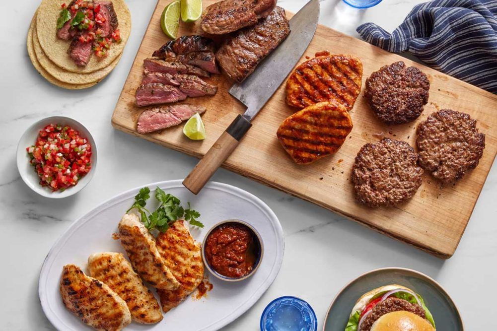 There are many different types of food on the table.