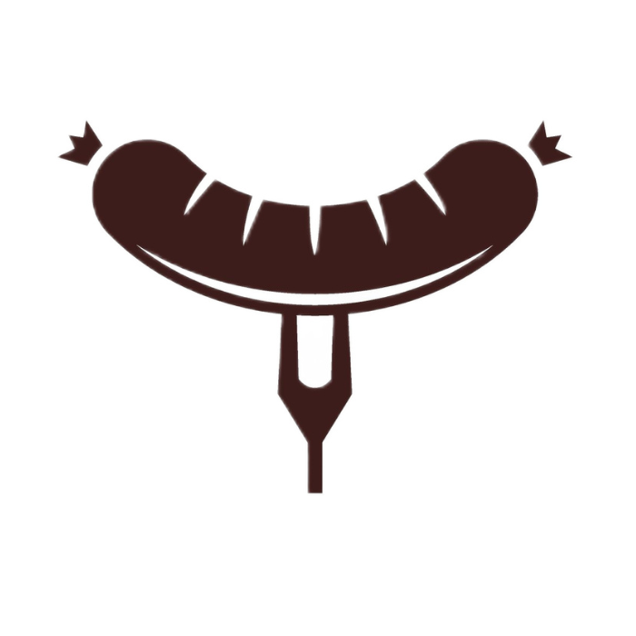 A sausage with a fork sticking out of it.