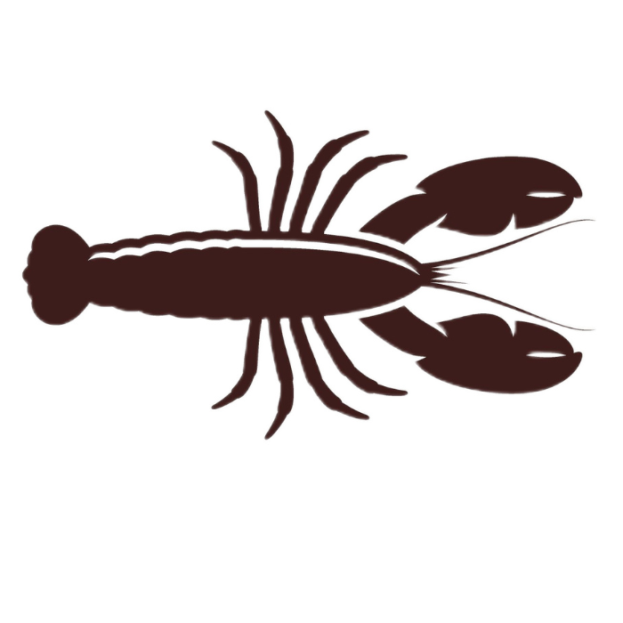 A silhouette of a lobster on a white background.