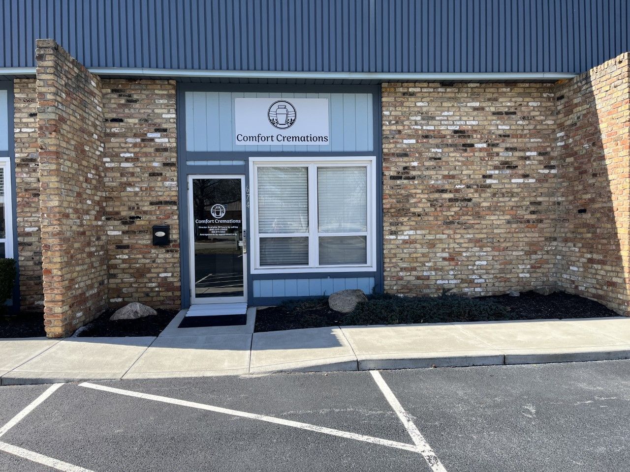 Exterior view of Comfort Cremations in Lafayette, IN.