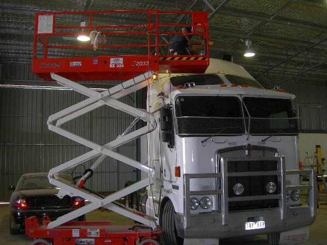 Using A Lift To Repair The Truck — Mildura, VIC — Mel Schmidt Panel Works