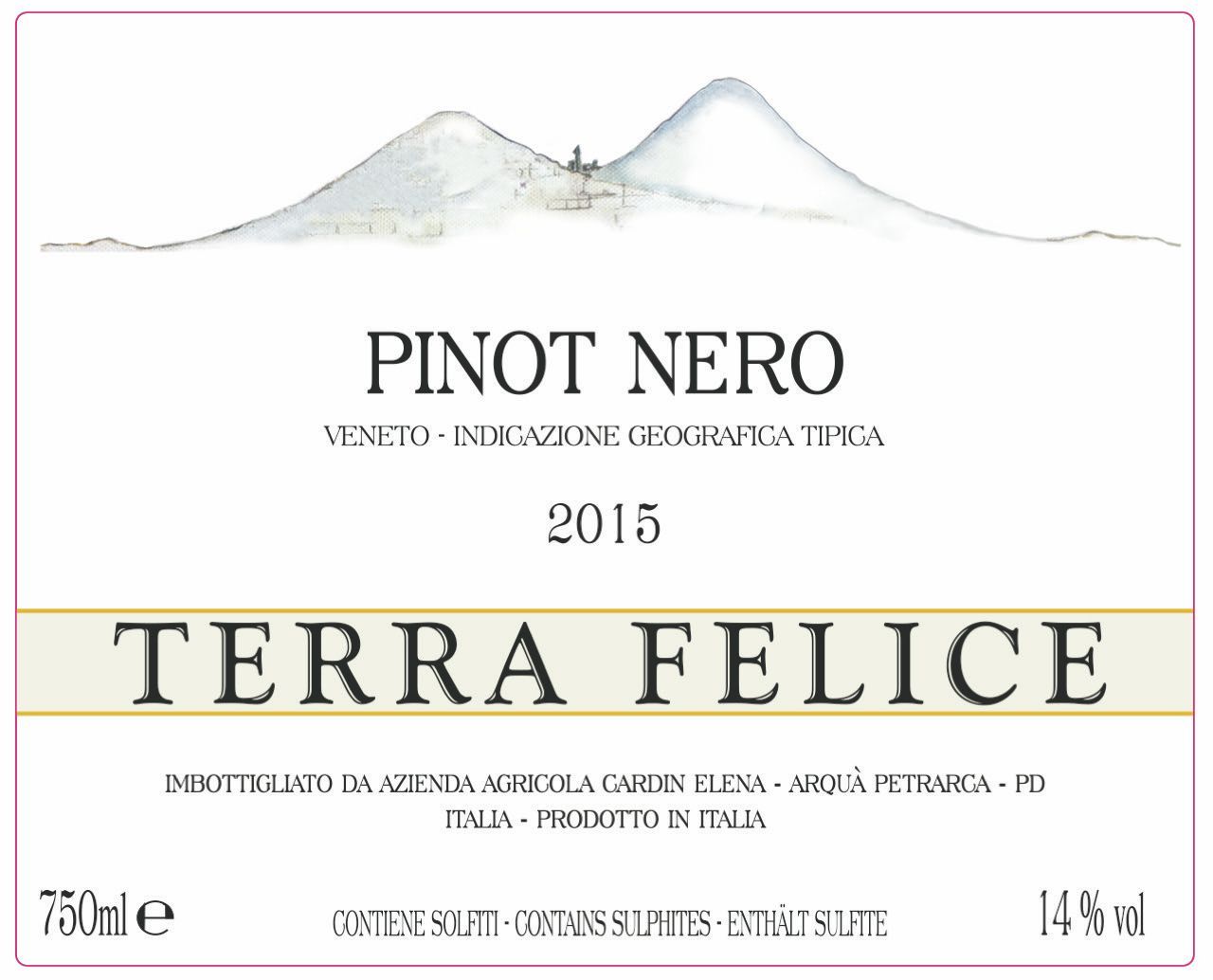 Pinot Nero 2016 etichetta fronte